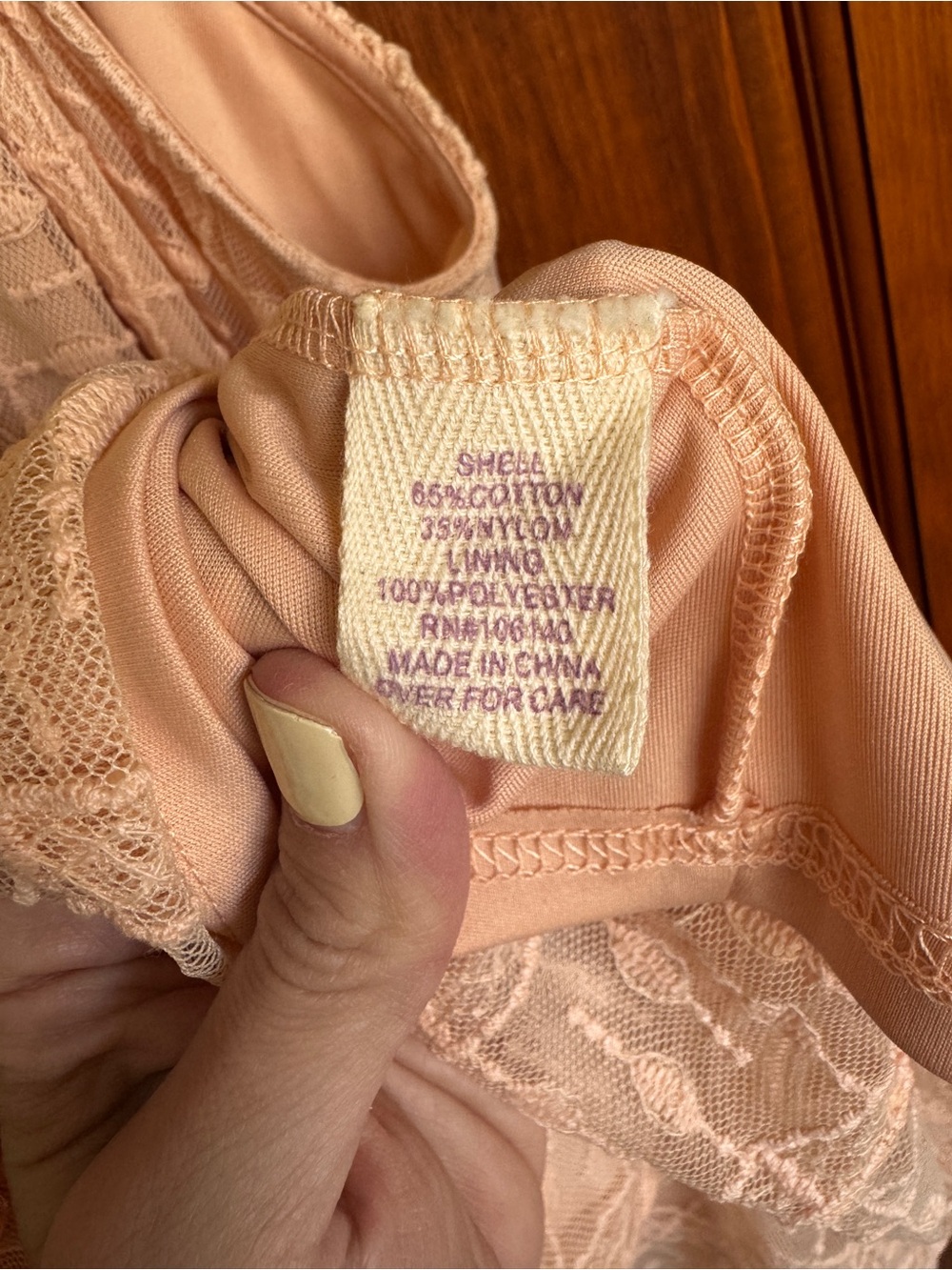 200. Light Peach colored Flowy boho crochet Dress - Picture 8 of 12